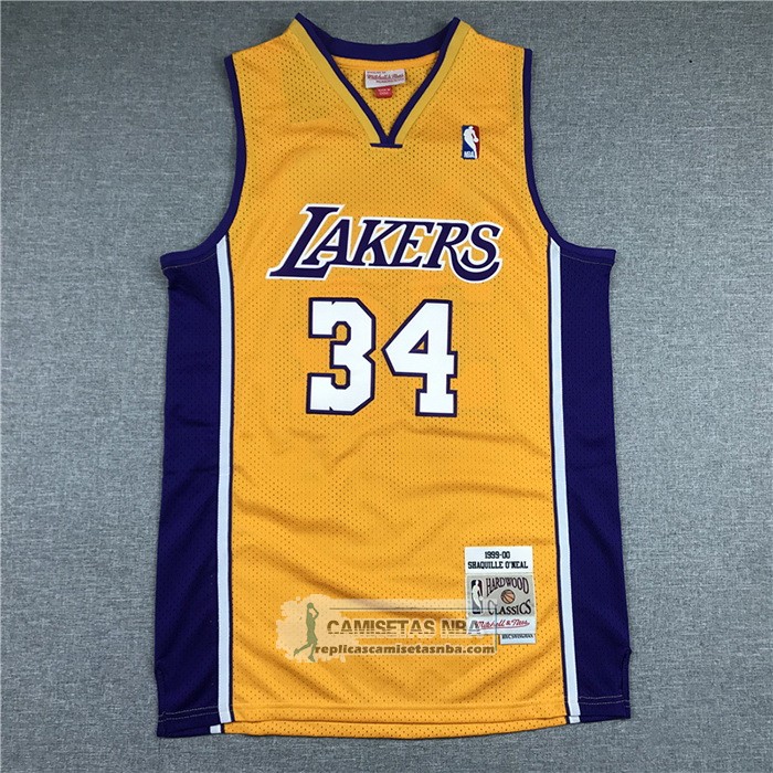 Camiseta Los Angeles Lakers Shaquille O'Neal Mitchell & Ness 1999-00 Amarillo